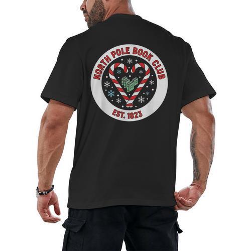 North Pole Book Club Shirt Candy Cane Christmas Men's Back Print T-Shirt - Bookorys