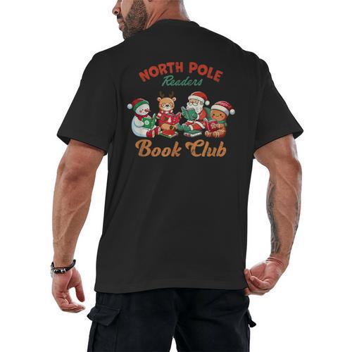 North Pole Readers Book Club Reading Book Christmas Men's Back Print T-Shirt - Bookorys UK