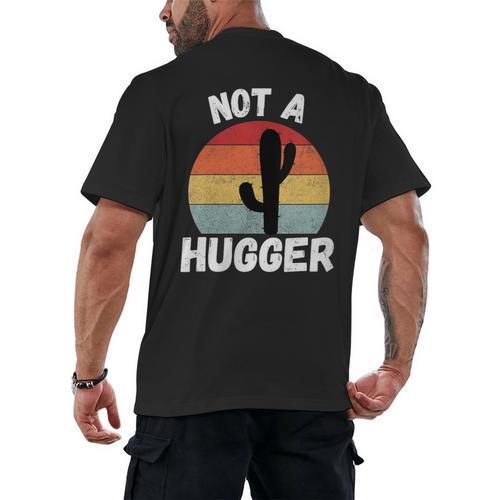 Not A Hugger Cactus Introvert Antisocial Men's Back Print T-Shirt - Raresse