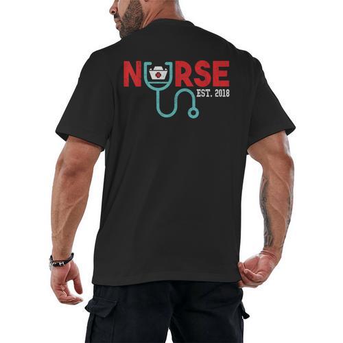 Nurse Est 2018 New Graduation Nursing School T-Shirt Men's Back Print T-Shirt - Best Gift Smart