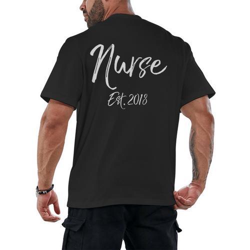 Nurse Est 2018 Shirt Cute Nursing School Graduation Men's Back Print T-Shirt - Best Gift Smart