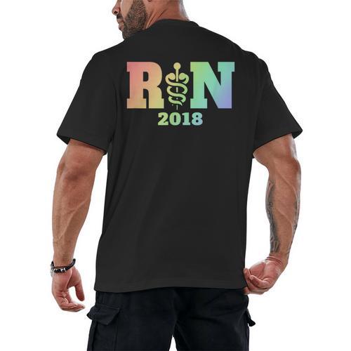 Nurse Graduation Shirt RN Est 2018 Rainbow Tshirt Men's Back Print T-Shirt - Best Gift Smart