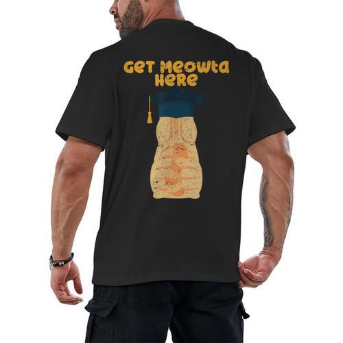 Orange Tabby Cat Graduation Distressed Shirt For Grads For Men Women Girls Kids Men's Back Print T-Shirt - Best Gift Smart