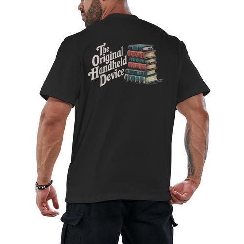 The Original Handheld Device Book Fair Book Lover Men's Back Print T-Shirt - Bookorys