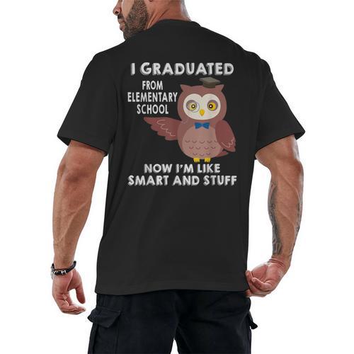 Owl Elementary Graduation Shirt-6th Grade Graduation Men's Back Print T-Shirt - Best Gift Smart