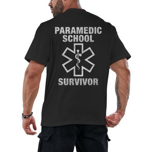 Paramedic School Survivor EMT-P Graduation Idea Men's Back Print T-Shirt - Best Gift Smart