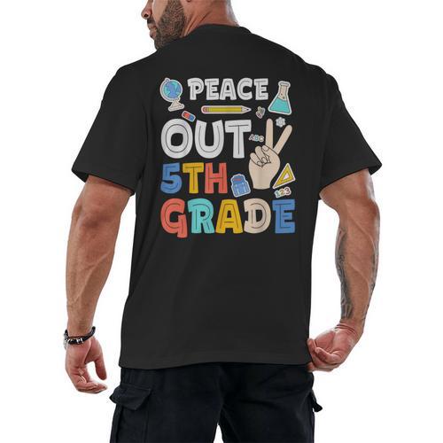 Peace Out 5th Grade Fifth Grade Graduation T-Shirt Men's Back Print T-Shirt - Best Gift Smart