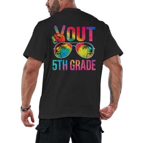 Peace Out 5th Grade Tie Dye Graduation Last Day Of School Men's Back Print T-Shirt - Best Gift Smart