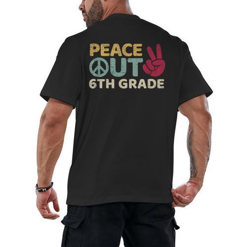Peace Out 6th Grade Graduation Last Day Of School Men's Back Print T-Shirt - Best Gift Smart