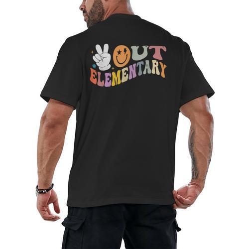 Peace Out Elementary Graduation Graduate Class Of 2025 Men's Back Print T-Shirt - Best Gift Smart