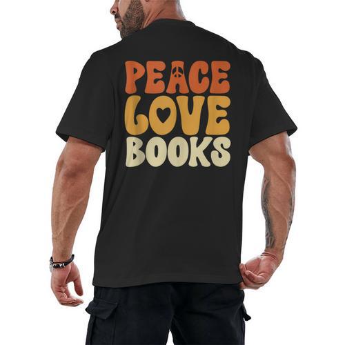 Peace Love Books Men Women Men's Back Print T-Shirt - Bookorys DE