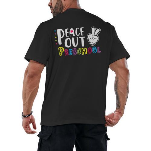 Peace Out Preschool T Shirt Graduation Last Day Men's Back Print T-Shirt - Best Gift Smart
