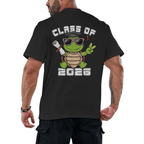 Peace Sign Hand Turtle Class Of 2026 Graduation Men's Back Print T-Shirt - Best Gift Smart