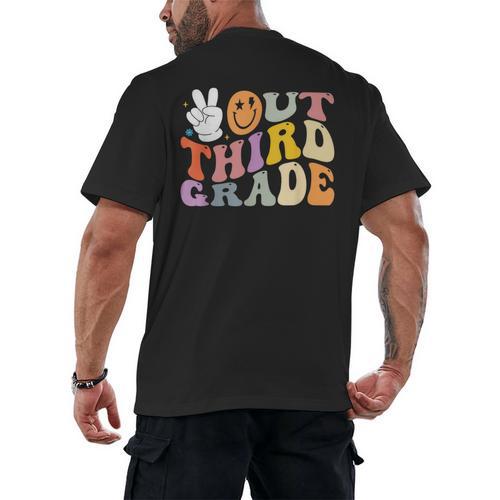 Peace Out Third 3rd Grade Graduation Graduate Class Of 2025 Men's Back Print T-Shirt - Best Gift Smart