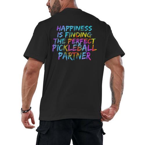 Pickleball Saying Introvert Pickleball Game Partner Men's Back Print T-Shirt - Raresse