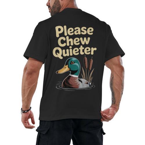 Please Chew Quieter Introvert Duck Lover Men's Back Print T-Shirt - Raresse