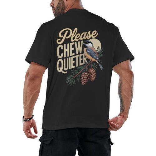 Please Chew Quieter Introverts Casual Everyday Men's Back Print T-Shirt - Raresse