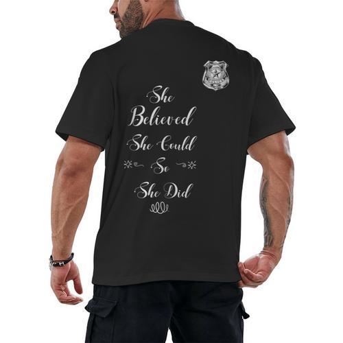 Police Academy Graduation She Believed She Could So She Did Men's Back Print T-Shirt - Best Gift Smart