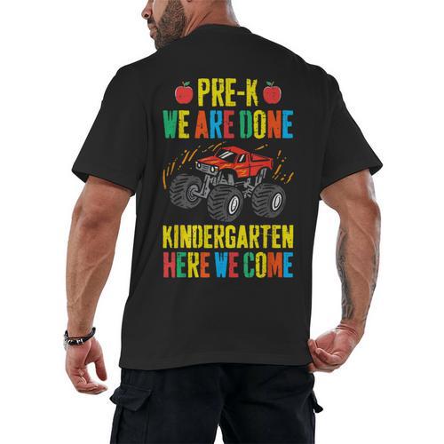 Pre-K Graduation Monster Truck Kindergarten Here We Come Men's Back Print T-Shirt - Best Gift Smart