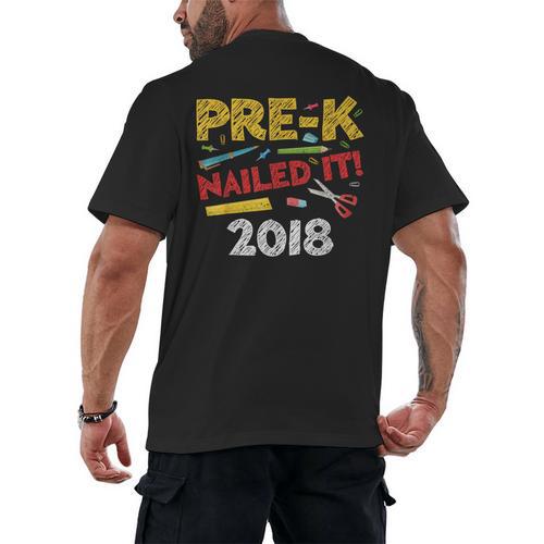 Pre-K Nailed It Class Of 2018 Graduation Men's Back Print T-Shirt - Best Gift Smart