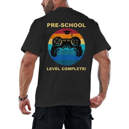 Pre-School Level Complete Graduation Video Gamer Preschool T Men's Back Print T-Shirt - Best Gift Smart