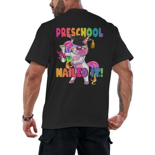 Preschool Nailed It Flossing Unicorn Graduation Shirt Men's Back Print T-Shirt - Best Gift Smart