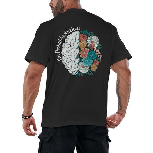 Probably Anxious Mental Health Quote Introverts People Men's Back Print T-Shirt - Raresse