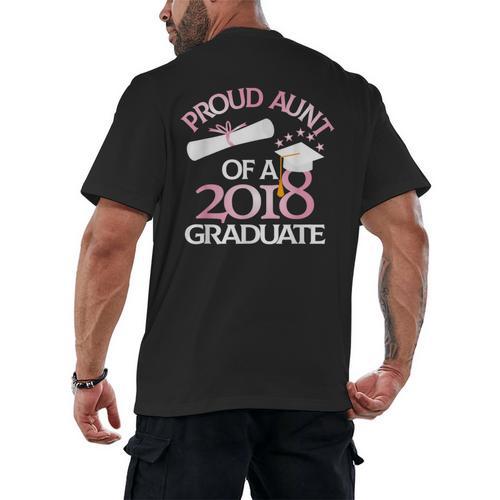 Proud Aunt Of a 2018 Graduate Auntie Graduation Men's Back Print T-Shirt - Best Gift Smart