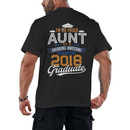 Proud Aunt Of 2018 Graduate Shirt Graduation Grad Class Men's Back Print T-Shirt - Best Gift Smart