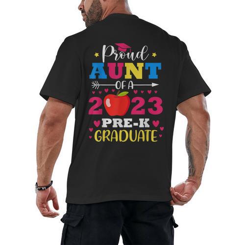 Proud Aunt Of 2023 Pre-K Graduate Senior Graduation Matching Men's Back Print T-Shirt - Best Gift Smart