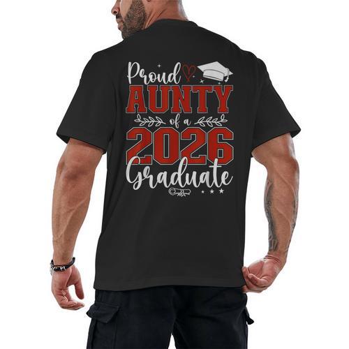 Proud Aunty Of a Class Of 2026 Graduate Senior Graduation Men's Back Print T-Shirt - Best Gift Smart