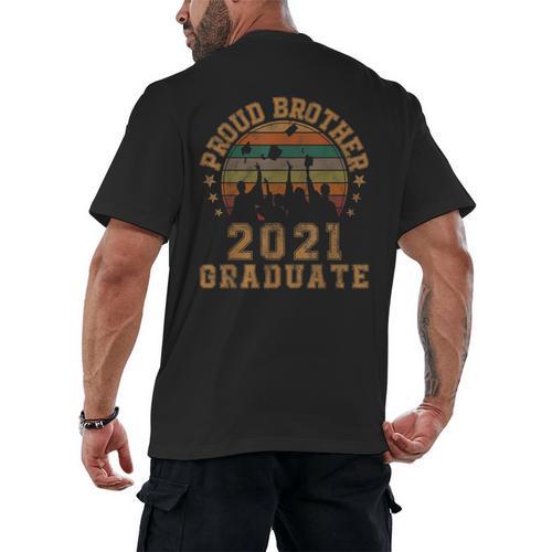 Proud Brother Of 2021 Graduate Senior 21 Vintage Graduation Men's Back Print T-Shirt - Best Gift Smart