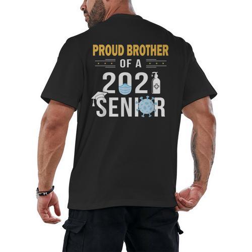 Proud Brother Of a 2021 Senior Shirt Graduation Men's Back Print T-Shirt - Best Gift Smart