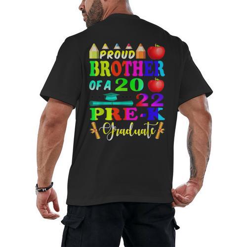Proud Brother Of 2022 Pre K Graduate Graduation Men's Back Print T-Shirt - Best Gift Smart