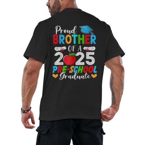 Proud Brother Of a 2025 Preschool Graduate Graduation Men's Back Print T-Shirt - Best Gift Smart