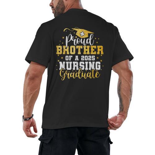 Proud Brother Class Of 2025 Nursing Graduate Graduation Men's Back Print T-Shirt - Best Gift Smart