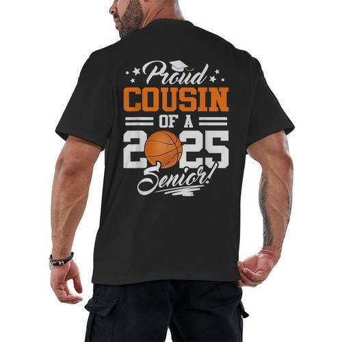 Proud Cousin Of A 2025 Senior Basketball Graduation Men's Back Print T-Shirt - Best Gift Smart