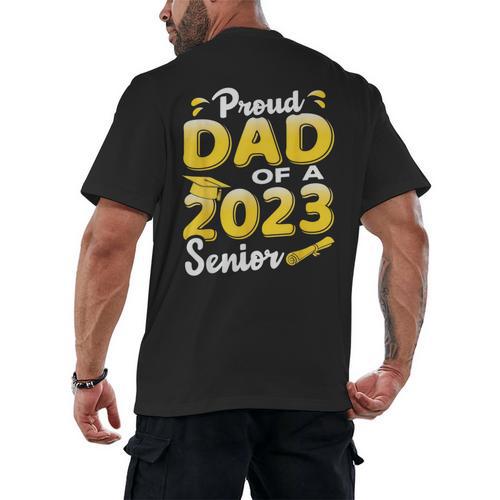 Proud Dad Of A 2023 Senior Graduation Men's Back Print T-Shirt - Best Gift Smart