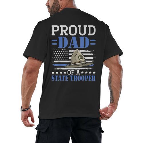 Proud Dad Of A State Trooper Police Officer Graduation Men's Back Print T-Shirt - Best Gift Smart