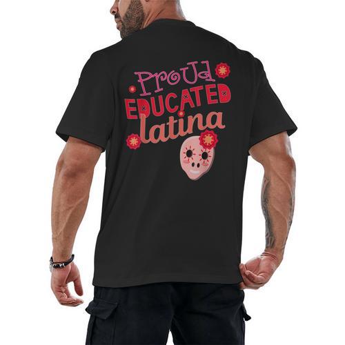 Proud Educated Latina Graduation Masters Degree PhD Men's Back Print T-Shirt - Best Gift Smart