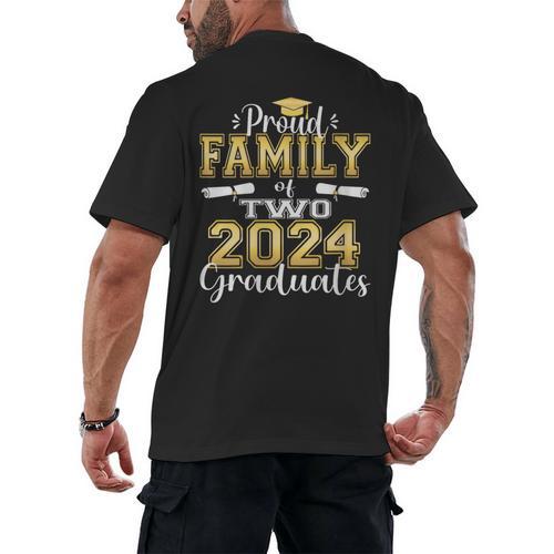 Proud Family Of Two 2024 Graduate Class 2024 Graduation Men's Back Print T-Shirt - Best Gift Smart