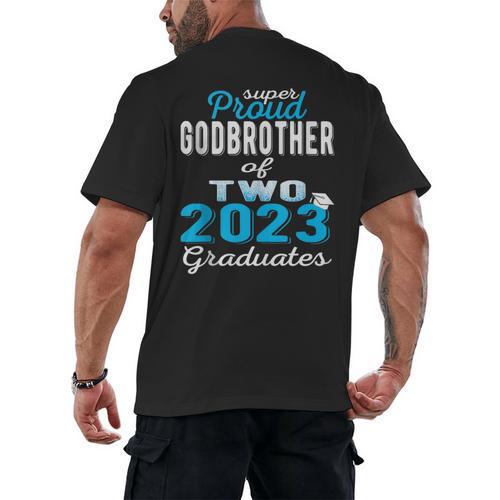 Proud Godbrother Of Two 2023 Graduate Class 2023 Graduation Men's Back Print T-Shirt - Best Gift Smart