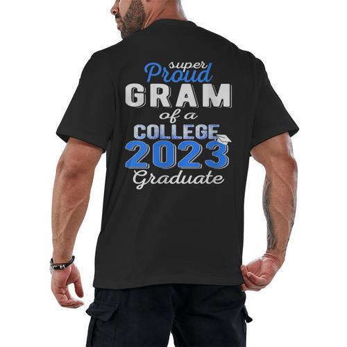 Proud Gram Of 2023 College Graduate Family 23 Graduation Men's Back Print T-Shirt - Best Gift Smart