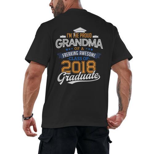 Proud Grandma Of A 2018 Graduate Shirt Graduation Grad Class Men's Back Print T-Shirt - Best Gift Smart