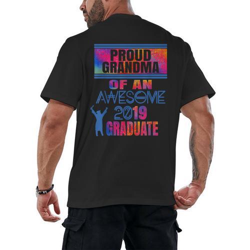 Proud Grandma Of A 2019 Graduate Senior Class Graduation Men's Back Print T-Shirt - Best Gift Smart