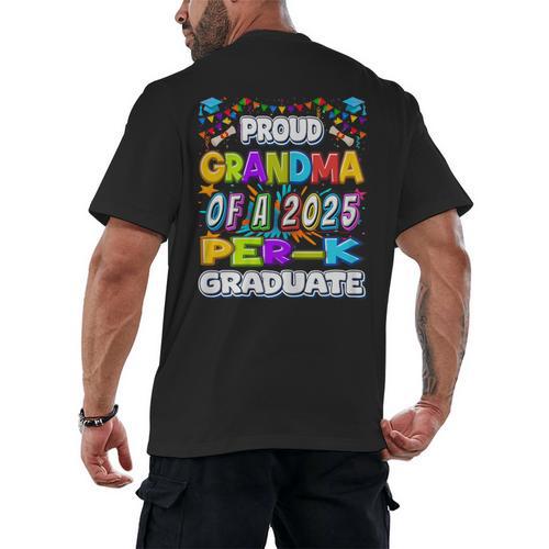 Proud GRANDMA Of a 2025 PRE-K Graduate -Graduation Men's Back Print T-Shirt - Best Gift Smart