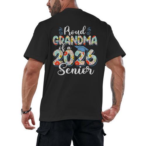 Proud Grandma Of a 2026 Graduate For Family Graduation Men's Back Print T-Shirt - Best Gift Smart