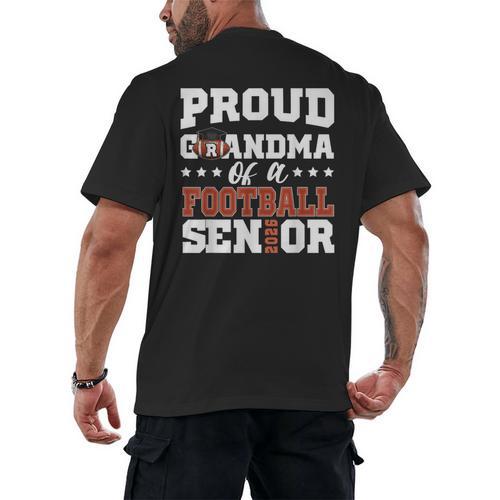 Proud Grandma Of a Football Senior 2026 Graduation Men's Back Print T-Shirt - Best Gift Smart