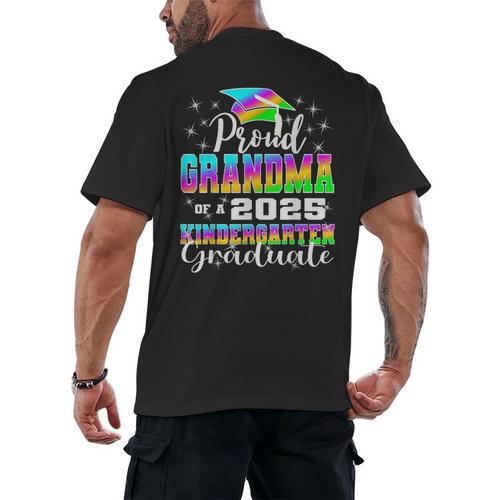Proud Grandma Of Kindergarten Graduate 2025 Graduation Men's Back Print T-Shirt - Best Gift Smart