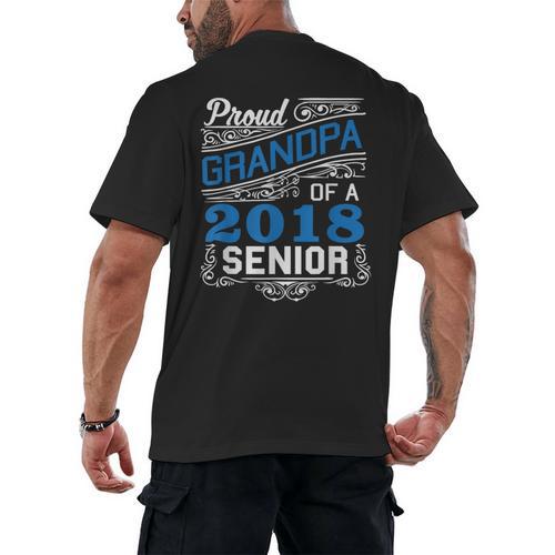 Proud Grandpa Of 2018 Senior T-Shirt Student Graduation Men's Back Print T-Shirt - Best Gift Smart
